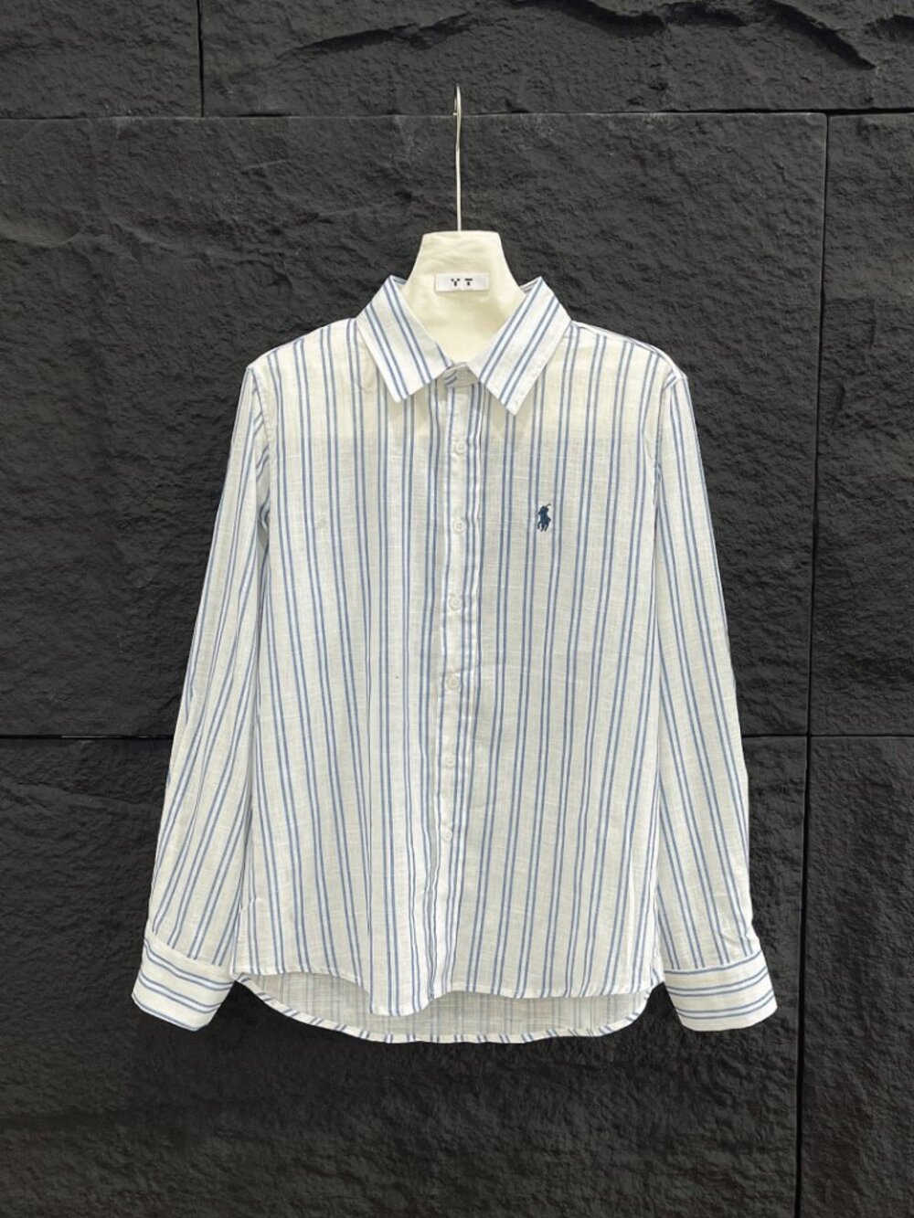 Polo Ralph Lauren blue and white cotton and linen check shirt